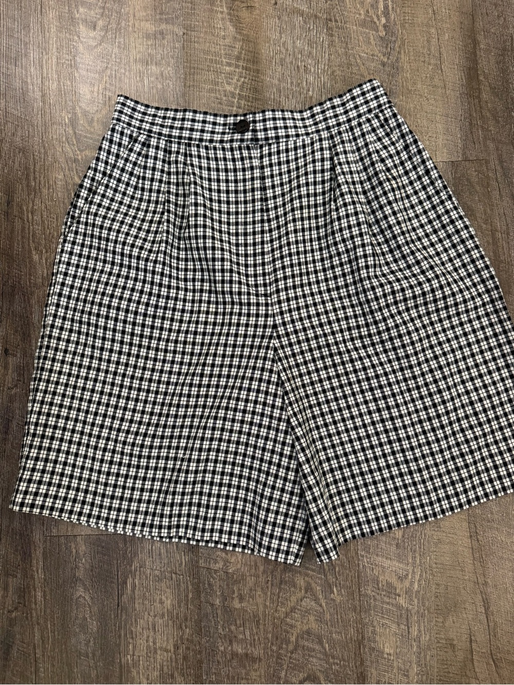 Vintage 90s Norton McNaughton Black & White Plaid Bermuda Shorts